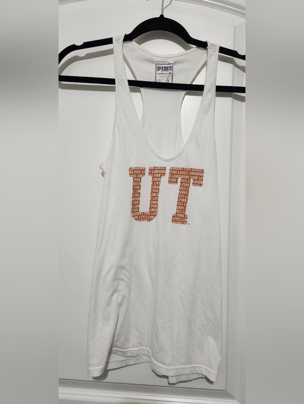PINK Victoria's Secret White Racerback Tank with UT Graphic